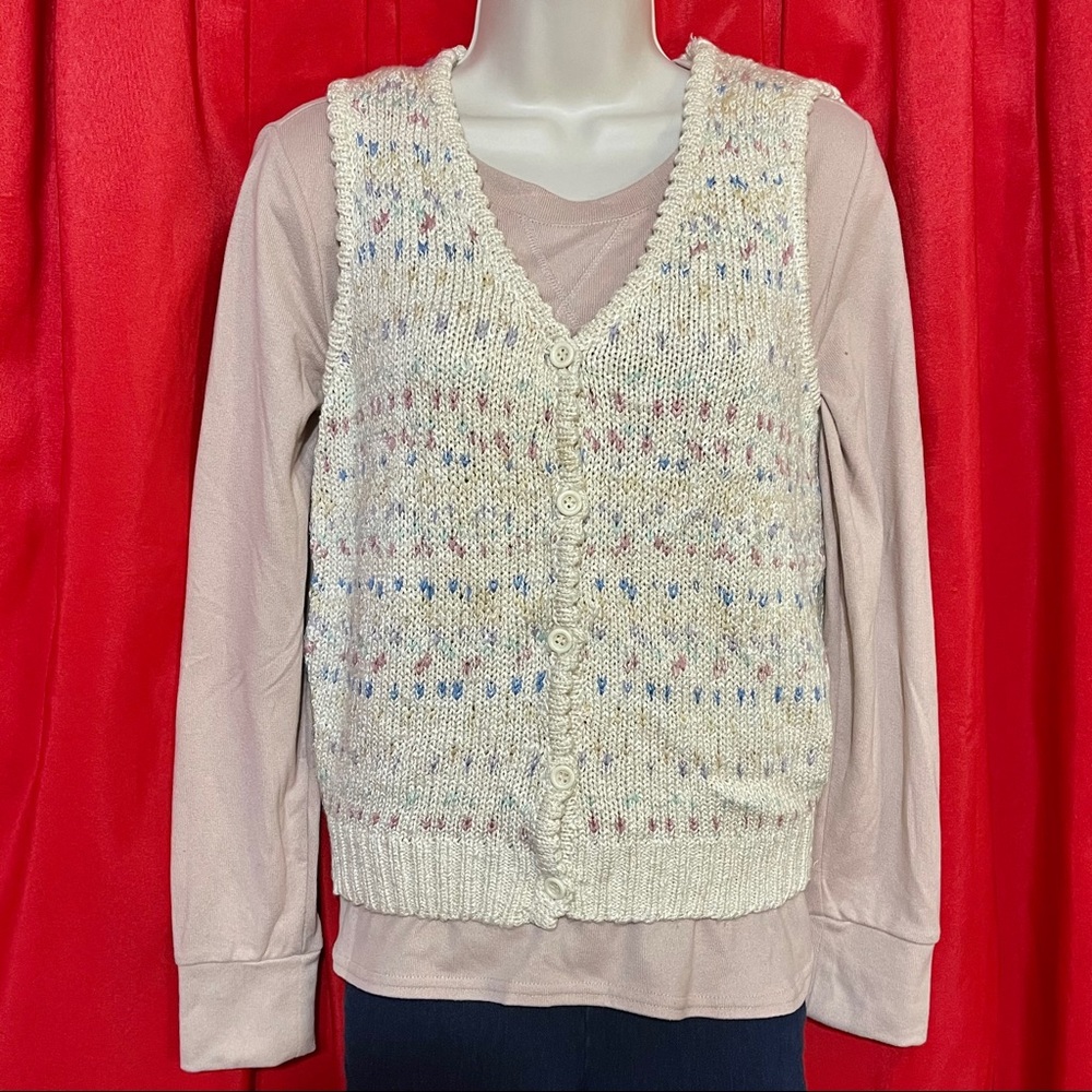 PARASOL  Vintage Knit Button Front Sweater Vest Size L